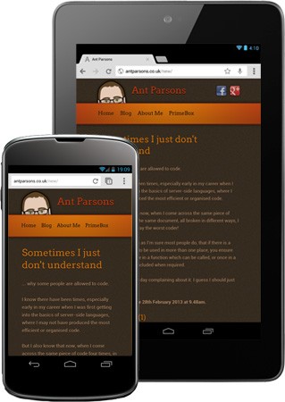 Mobile versions of antparsons.co.uk