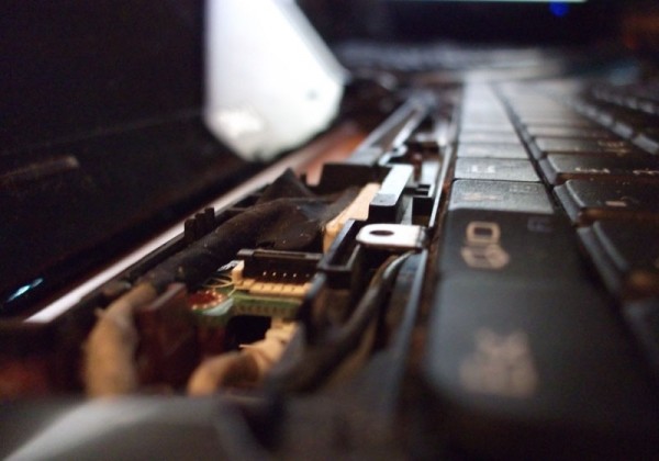 Underneath the power button panel