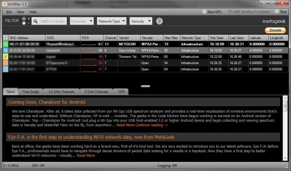 inSSIDer screenshot