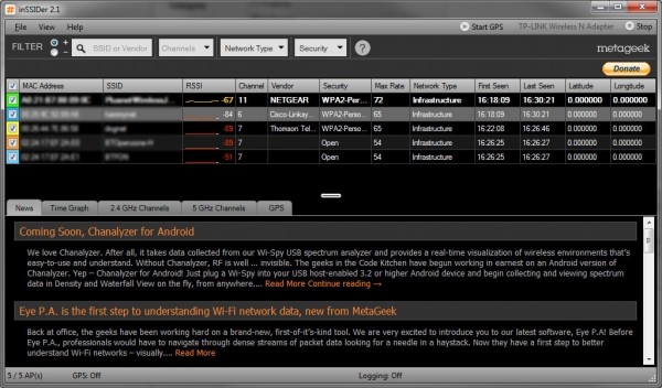 inSSIDer screenshot